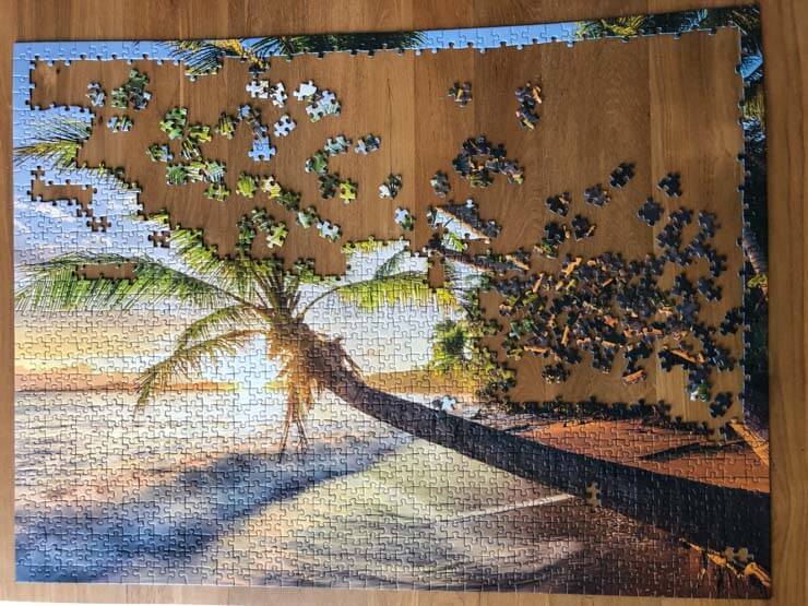 Beach puzzle in progress