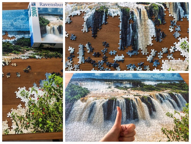 View of a Ravensburger puzzle of waterfalls