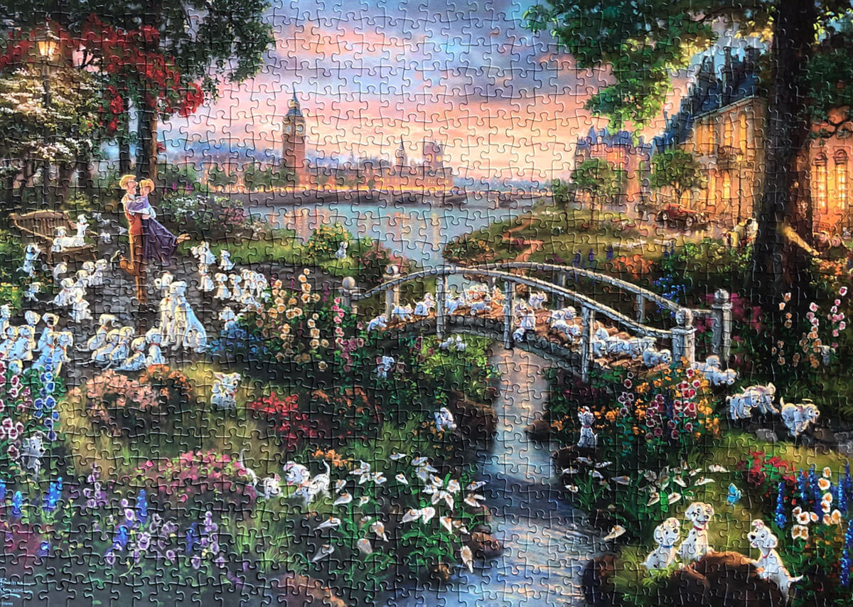 A finished Disney puzzle featuring the film 101 Dalmatians